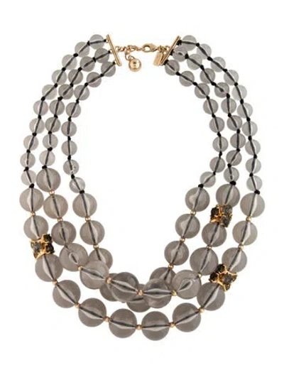 Pre-owned Kate Spade Crystal And Bead Multistrand Necklace, 20.25" In Grey