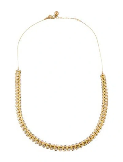 Pre-owned Kate Spade Crystal & Cord Necklace, 31.75" In Yellow
