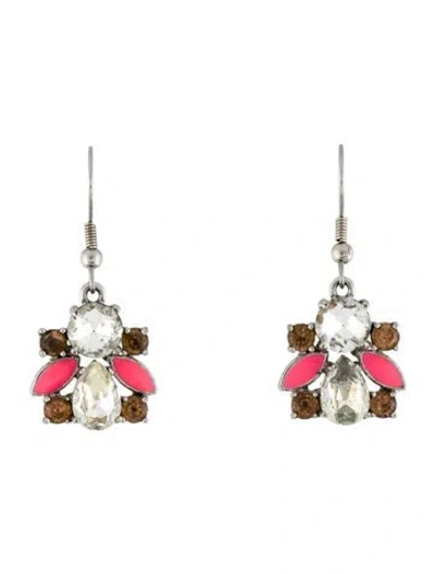 Pre-owned Kate Spade Crystal & Enamel Drop Earrings In Multi