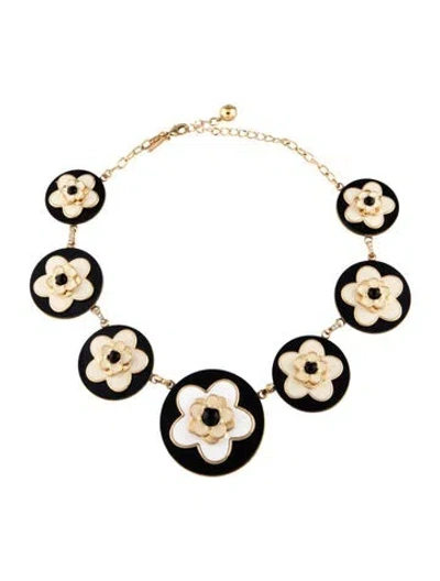 Pre-owned Kate Spade Crystal & Enamel Flower Collar Necklace, 20" In Multi
