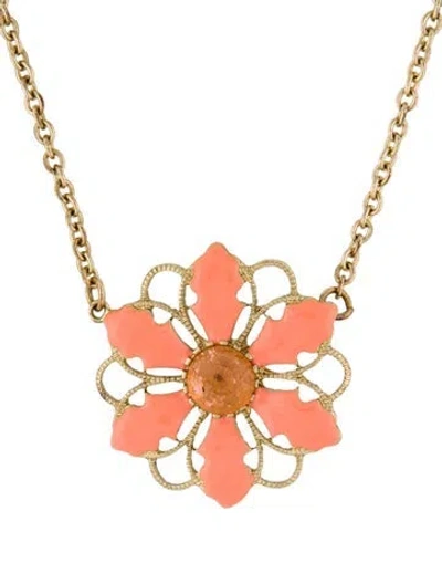 Pre-owned Kate Spade Crystal & Enamel Flower Pendant Necklace, 18" In Multi