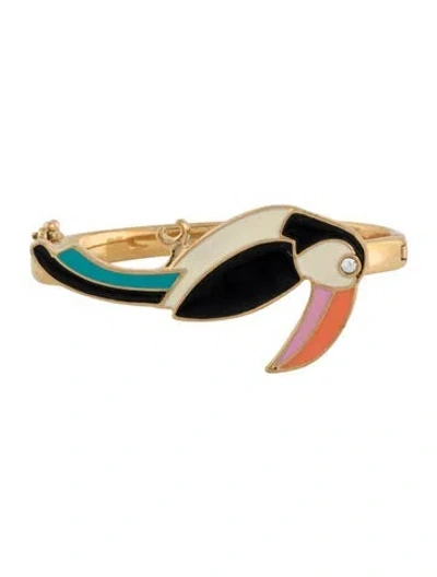 Pre-owned Kate Spade Crystal & Enamel For The Birds Hinge Bangle Bracelet, 6.5" In Multi