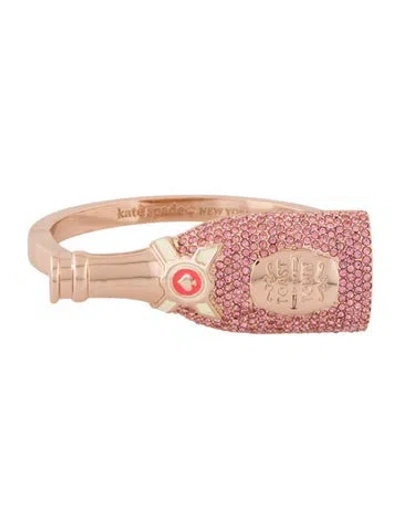 Pre-owned Kate Spade Crystal & Enamel Make The Magic Champagne Bangle Bracelet, 6.5" In Neutrals/pink