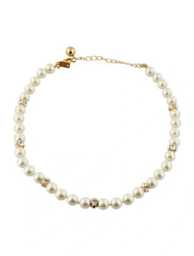 Pre-owned Kate Spade Crystal & Faux Pearl Collar Necklace, 21" In Multi