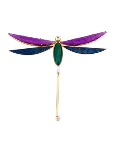 Pre-owned Kate Spade Crystal & Multistone Future Heirloom Dragonfly Brooch