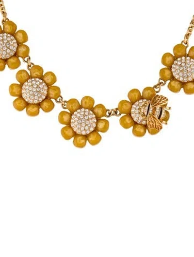 Pre-owned Kate Spade Crystal & Resin Honeybee Flower Collar Necklace, 18"