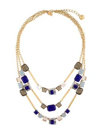 Pre-owned Kate Spade Crystal & Resin Multistrand Necklace, 20" In Blue