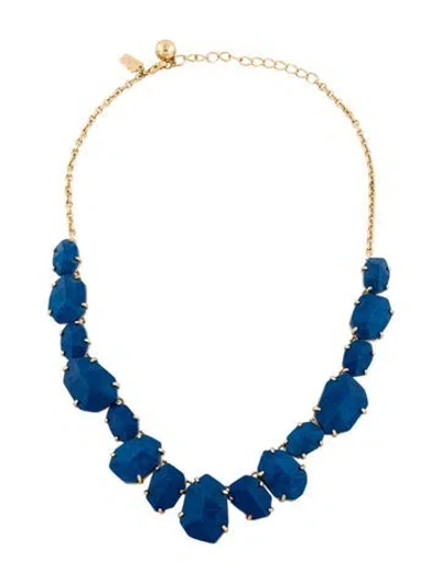 Pre-owned Kate Spade Crystal & Resin Quarry Gems Collar Necklace, 17" In Blue
