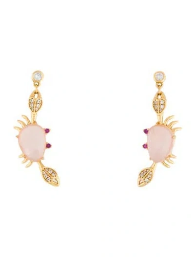 Pre-owned Kate Spade Crystal & Stone Sea Star Crab Drop Earrings