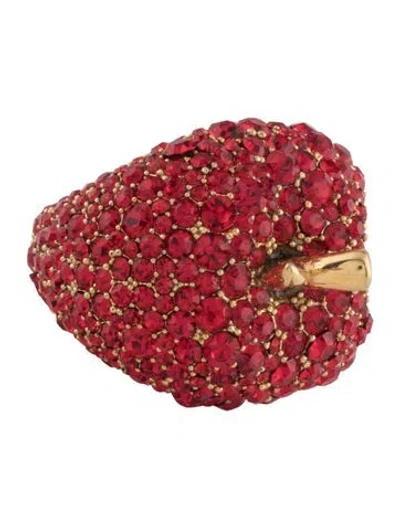 Pre-owned Kate Spade Crystal Apple Ring In Red