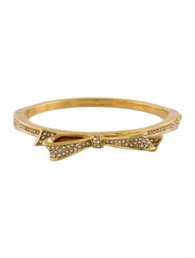 Pre-owned Kate Spade Crystal Bow Hinged Bangle Bracelet, 6.75" In Transparent