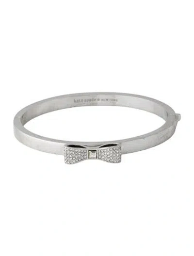 Pre-owned Kate Spade Crystal Bow Hinged Bangle Bracelet, 7.25" In Multicolor