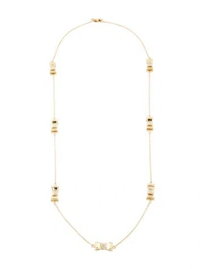 Pre-owned Kate Spade Crystal Bow Station Necklace, 32" In Multi