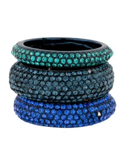 Pre-owned Kate Spade Crystal 'candy Drops Pavé' Ring Set In Blue