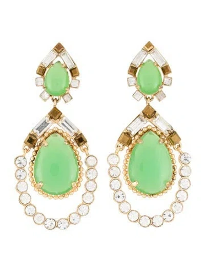 Pre-owned Kate Spade Crystal Chandelier Drop Earrings In Green