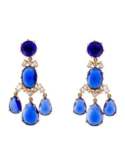 Pre-owned Kate Spade Crystal Chandelier Earrings In Blue
