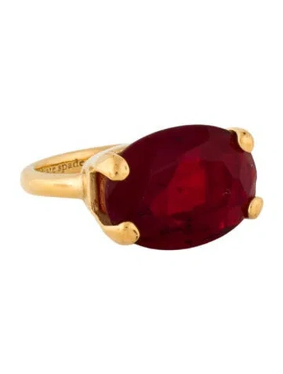 Pre-owned Kate Spade Crystal Cocktail Ring In Red
