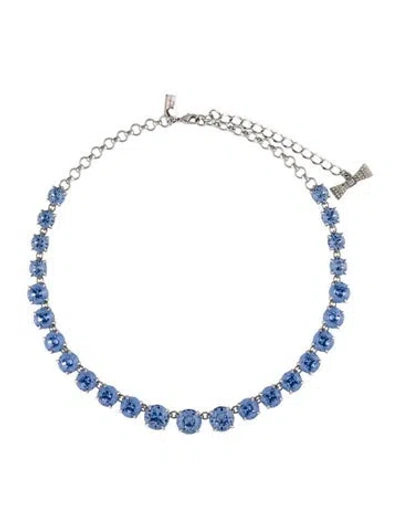 Pre-owned Kate Spade Crystal Collar Necklace, 17" In Blue