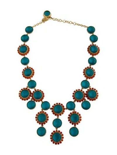Pre-owned Kate Spade Crystal Collar Necklace, 18" In Blue/orange