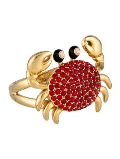 Pre-owned Kate Spade Crystal Crab Cocktail Ring In Multicolor