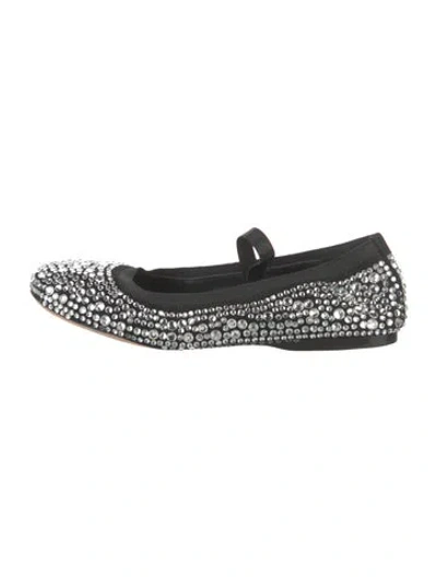 Pre-owned Kate Spade Crystal Crystal Embellishments Mary Jane Flats In Black