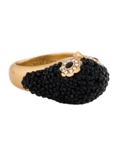 Pre-owned Kate Spade Crystal Dashing Beauty Penguin Ring In Black
