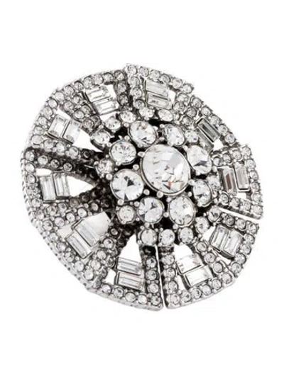 Pre-owned Kate Spade Crystal Disc Cocktail Ring In Transparent