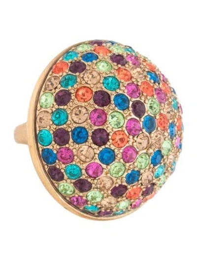 Pre-owned Kate Spade Crystal Dome Cocktail Ring In Blue/green/pink
