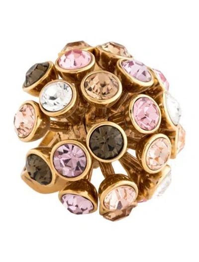 Pre-owned Kate Spade Crystal Dome Cocktail Ring In Clear/grey/pink