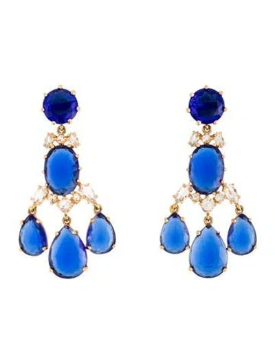 Pre-owned Kate Spade Crystal Drop Earrings In Blue/clear