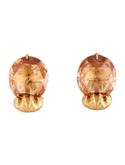 Pre-owned Kate Spade Crystal Ear Clip Earrings In Orange
