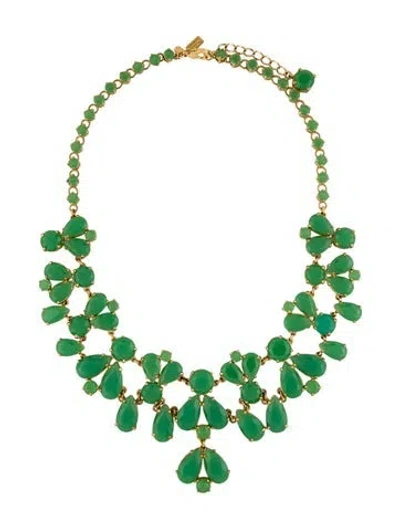 Pre-owned Kate Spade Crystal Fiorella Bib Collar Necklace, 20" In Green