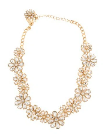 Pre-owned Kate Spade Crystal Floral Collar Necklace, 18.5" In Clear