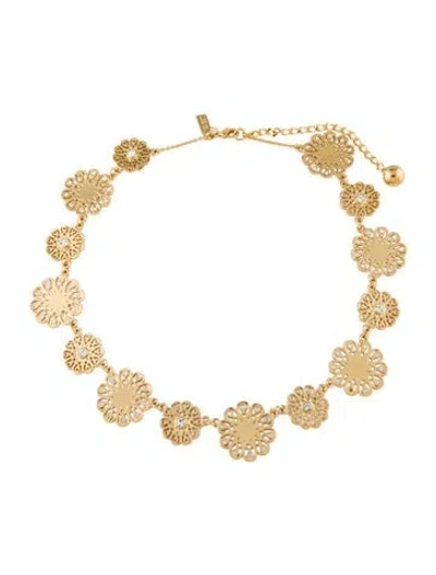 Pre-owned Kate Spade Crystal Floral Collar Necklace, 19.75" In Yellow
