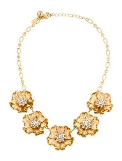 Pre-owned Kate Spade Crystal Floral Collar Necklace, 20.5" In Transparent