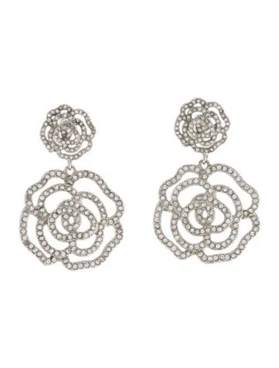 Pre-owned Kate Spade Crystal Flower Drop Earrings In Transparent
