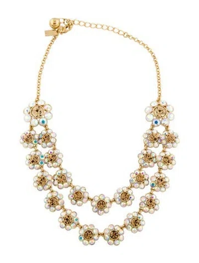 Pre-owned Kate Spade Crystal Flower Multistrand Necklace, 17.75"