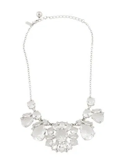 Pre-owned Kate Spade Crystal Flower Pendant Necklace, 19" In Transparent