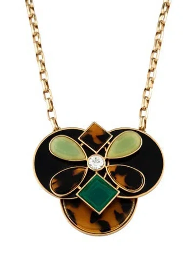 Pre-owned Kate Spade Crystal, Glass & Enamel Pendant Chain Necklace, 20.5" In Multi