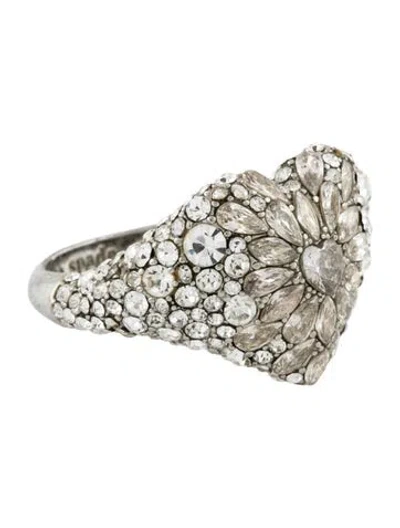 Pre-owned Kate Spade Crystal Heart Cocktail Ring In Multicolor