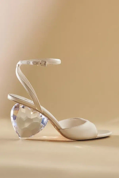 Kate Spade Crystal Heart Heel Sandals In Beige