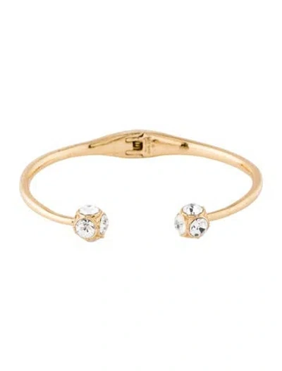 Pre-owned Kate Spade Crystal Hinge Cuff Bracelet, 6.5" In Clear