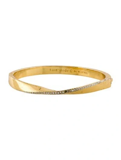 Pre-owned Kate Spade Crystal Hinged Bangle Bracelet, 6.75" In Transparent
