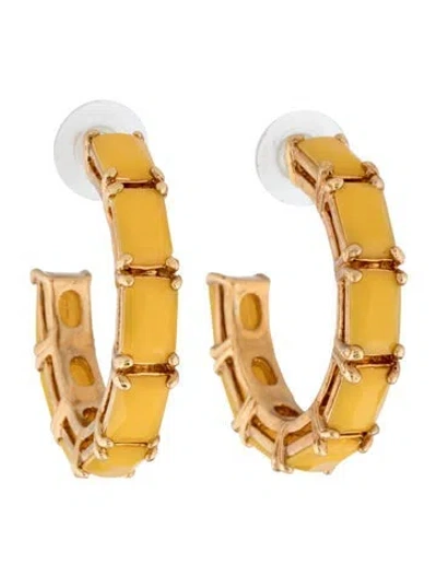 Pre-owned Kate Spade Crystal Hoop Earrings In Yellow