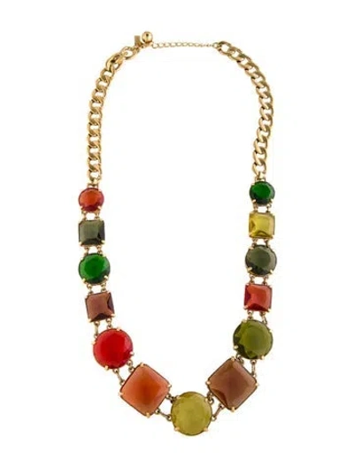 Pre-owned Kate Spade Crystal Kaleidoscope Collar Necklace, 30" In Green/orange/red