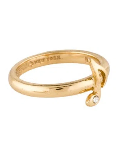 Pre-owned Kate Spade Crystal Musical Note Band Ring In Multi