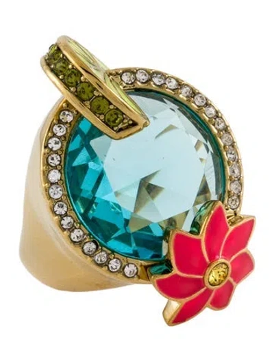 Pre-owned Kate Spade Crystal Out Of Office Cocktail Ring In Multi