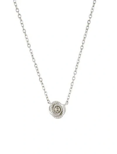 Pre-owned Kate Spade Crystal Pendant Necklace, 20" In Transparent