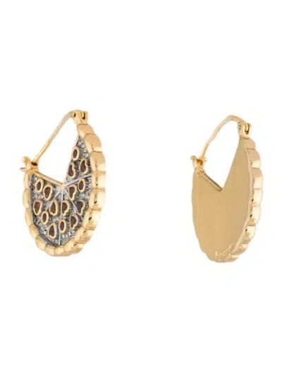 Pre-owned Kate Spade Crystal Pizza My Heart Hoops Earrings