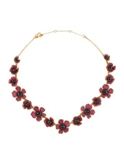 Pre-owned Kate Spade Crystal Poppy Power Statement Necklace, 19.75" In Multi